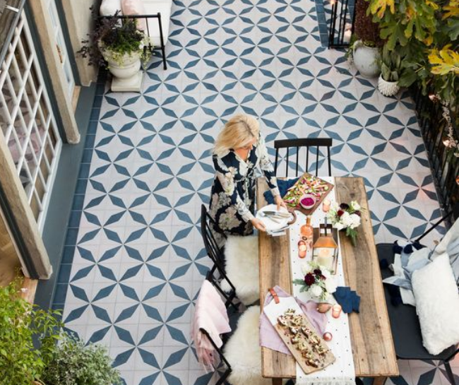 Statement tiles for Apartment small patio ideas