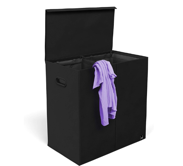 Double laundry hamper with lid