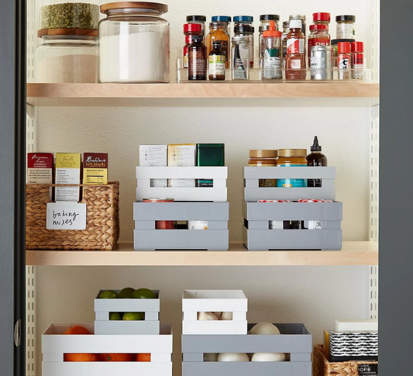 Small Deep Pantry Organization Ideas - stacking containers