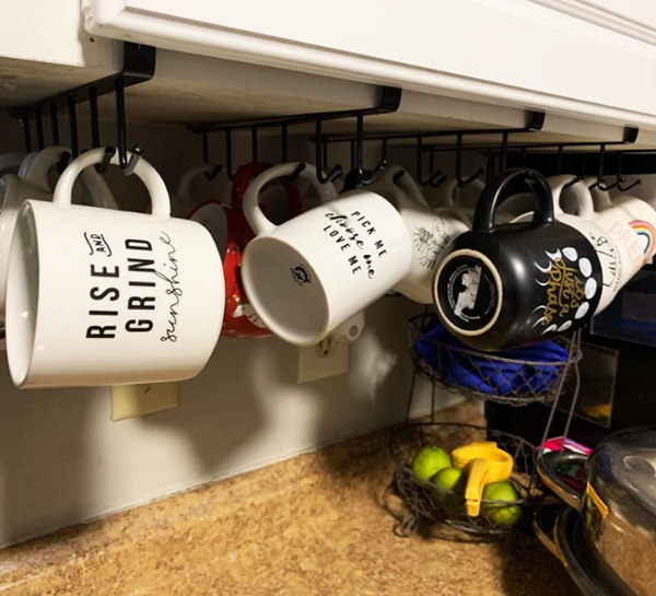 Small Apartment Kitchen Organization - hooks