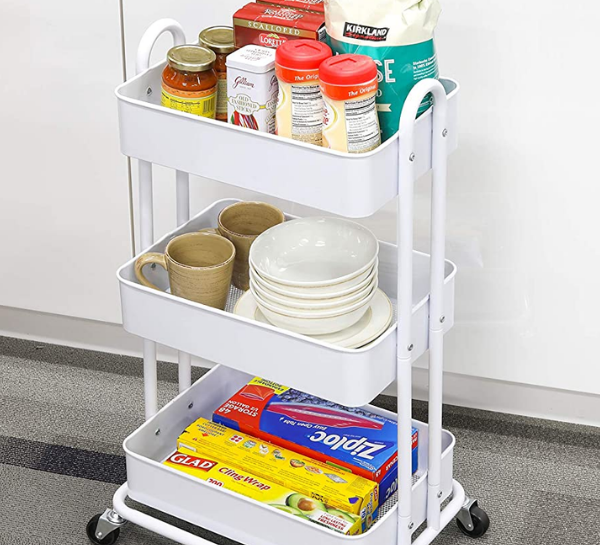 Small Apartment Kitchen Organization - utility cart