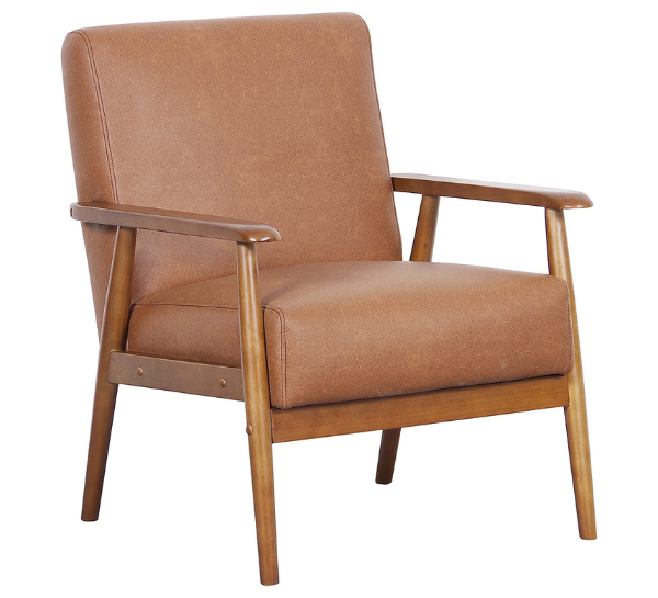 Pulaski wood frame faux leather accent chair