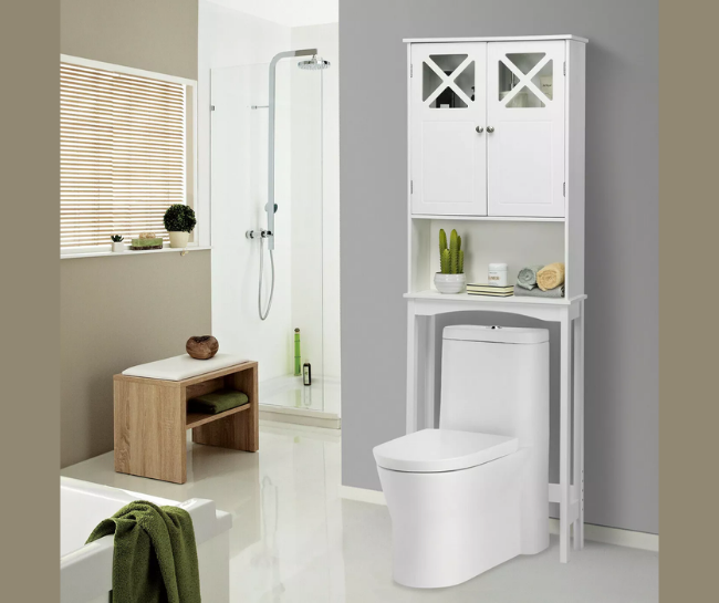 small corner cabinets for bathroom - 2 door shelf