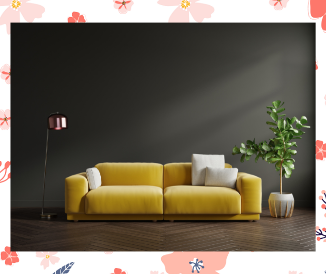 Room with yellow sofa