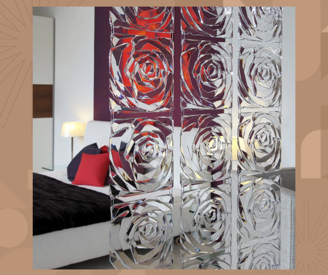 rose pattern glass partition